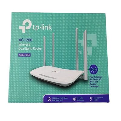 TP-Link Archer C50 Dual Band 1200Mbps Wi-Fi Router com 4*5dBi Antenas